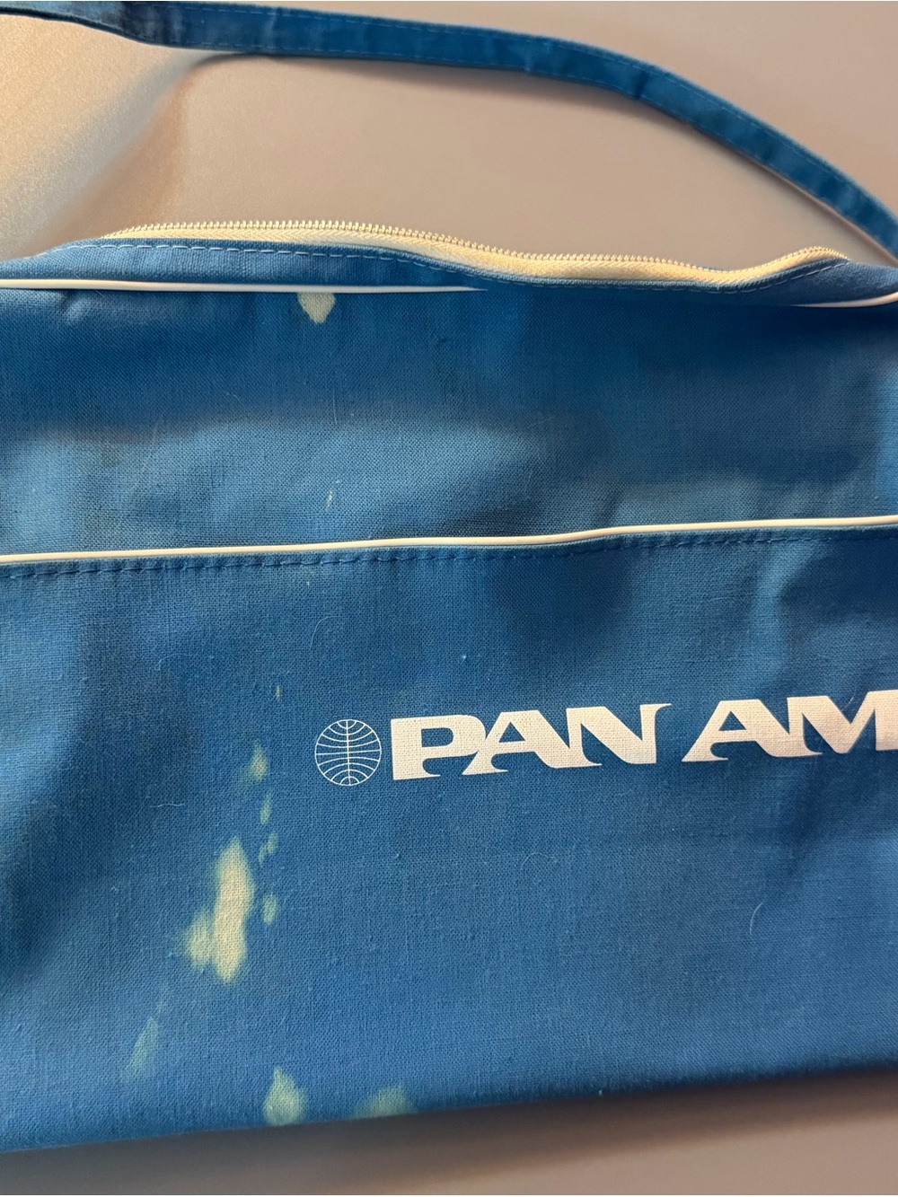 Blue Canvas Shoulder Bag - Vintage Airline Logo